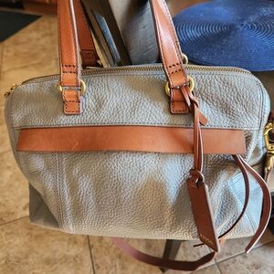 Fossil Gray and Tan Satchel